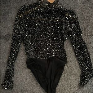 Black Sequin Women's Top